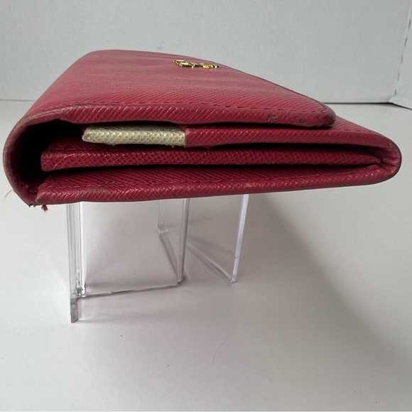 ♥️PRADA RED Saffiano Metal Calfskin Leather Continental/Long Wallet | PRELOVED♥️ - Picture 5 of 16